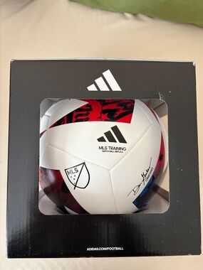 adidas White Soccer Ball with Red & Blue Graphics